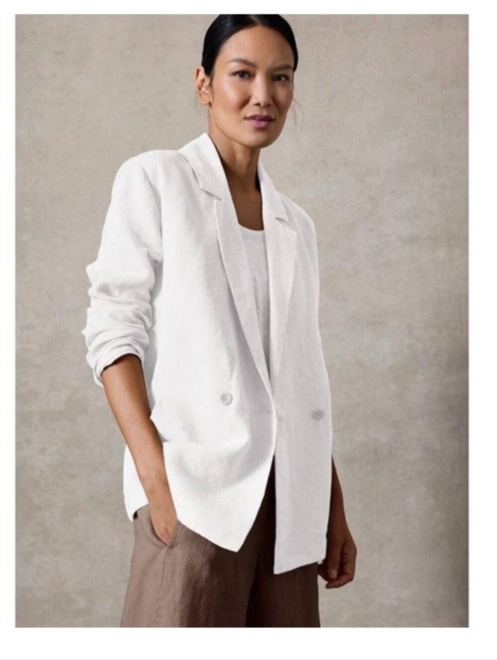 Eileen Fisher Organic Linen Double-Breasted Blazer